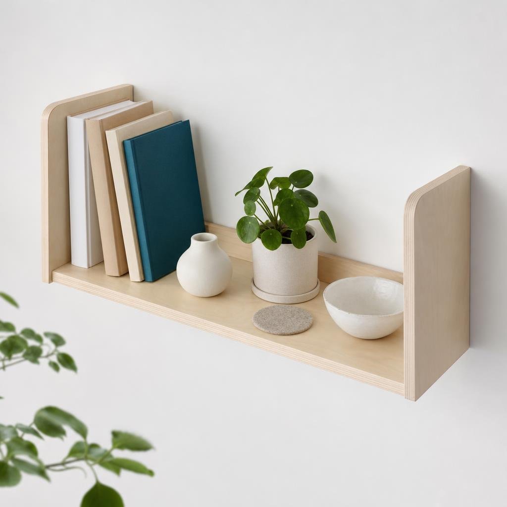 Soft daylight falling on a tidy studio shelf